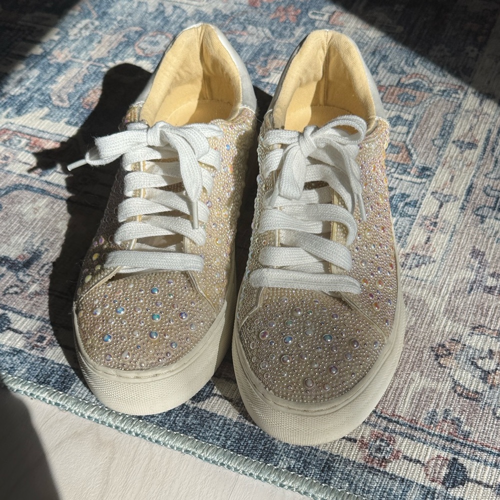 Betsey Johnson Sparkling Ivory Sneakers